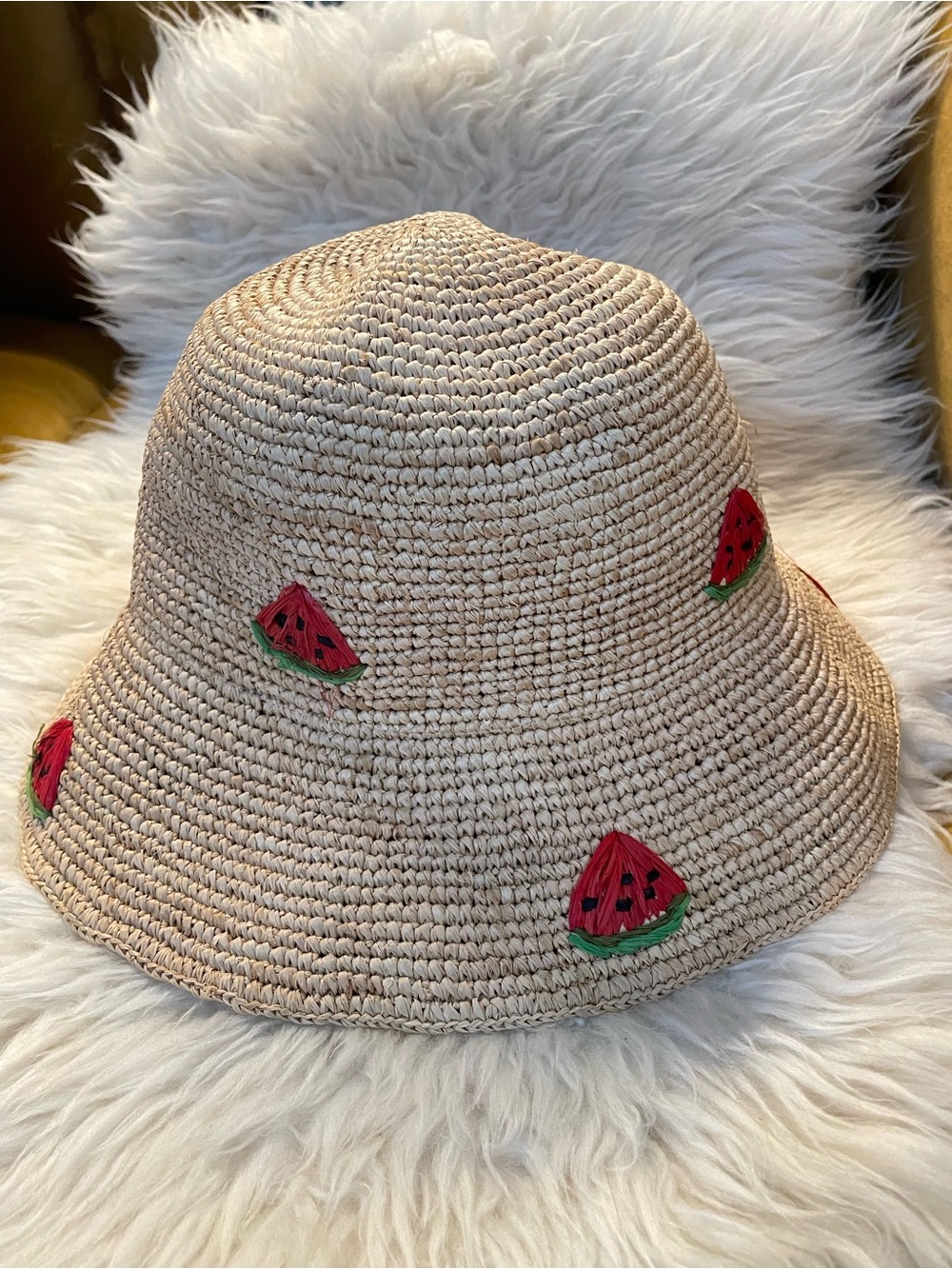 HAUTE HIPPIE Straw Hat with Watermelon Design